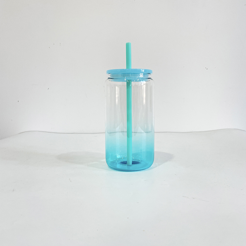 25 Pack 50 Pack YIPAI USA Warehouse Sublimation 16oz Ombre Jelly Glass Can With Plastic Lids