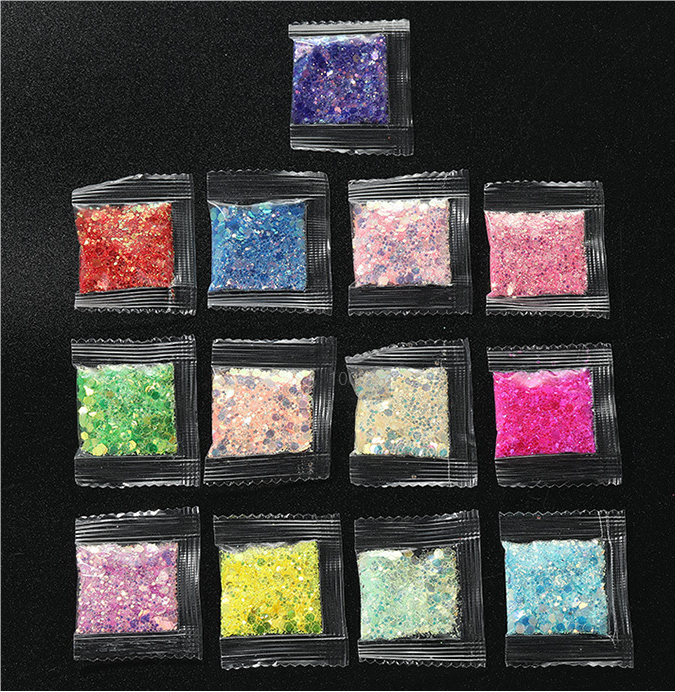 1Kg Pack Total 5Kgs Yipai China Warehouse 0.4mm 1mm 2.5mm Glitter for Art Crafts Tumbler Scrapbook Jewelry Making, Assorted Body Face Hair Glitter Bulk Ship By Air