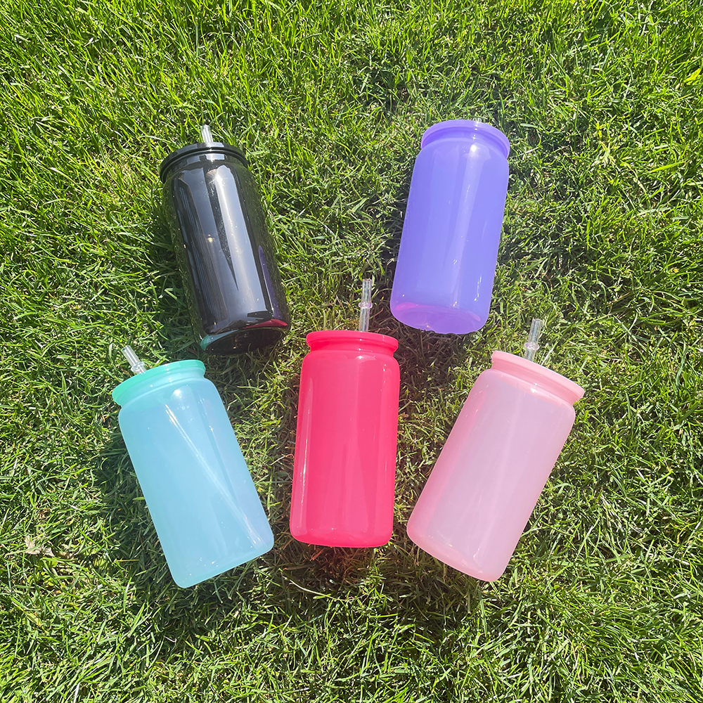 50 Pack YIPAI USA Warehouse Macaron Colored Plastic Cup for Uv Dtf Wraps and Vinyl Same Shape As 16oz Glass Can