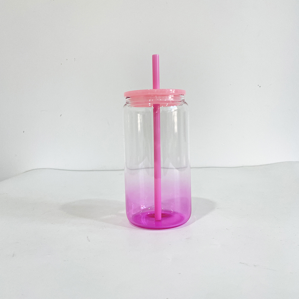 25 Pack 50 Pack YIPAI USA Warehouse Sublimation 16oz Ombre Jelly Glass Can With Plastic Lids
