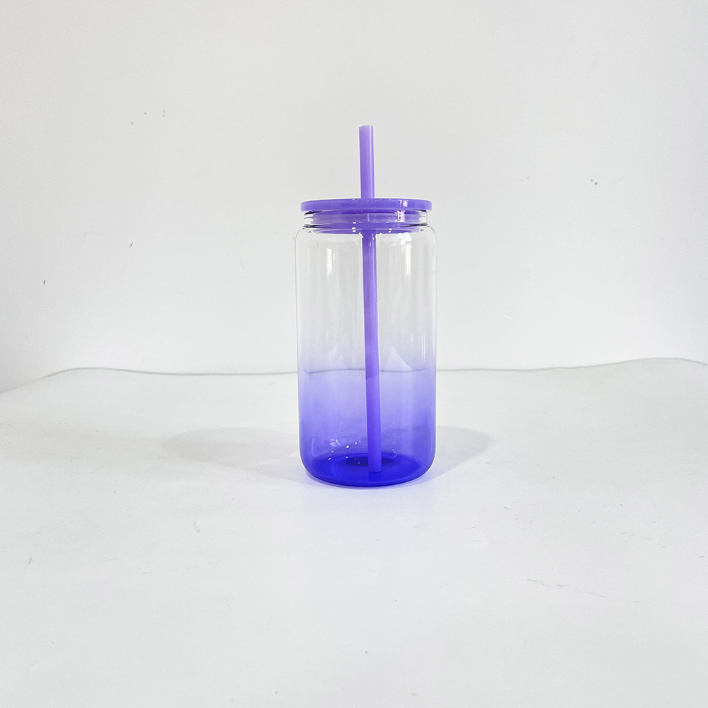 25 Pack 50 Pack YIPAI USA Warehouse Sublimation 16oz Ombre Jelly Glass Can With Plastic Lids