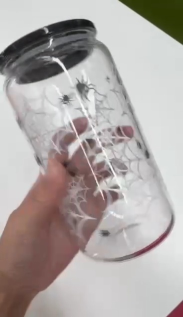 50 Pack YIPAI China Warehouse 16oz Halloween Glass Can With 3D Touch Design And Plastic Lids