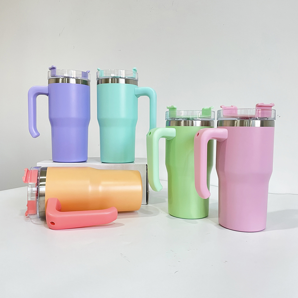 25 Pack YIPAI USA Warehouse Macaron 20oz Kids Students Tumbler with Plastic Handle for Sublimation