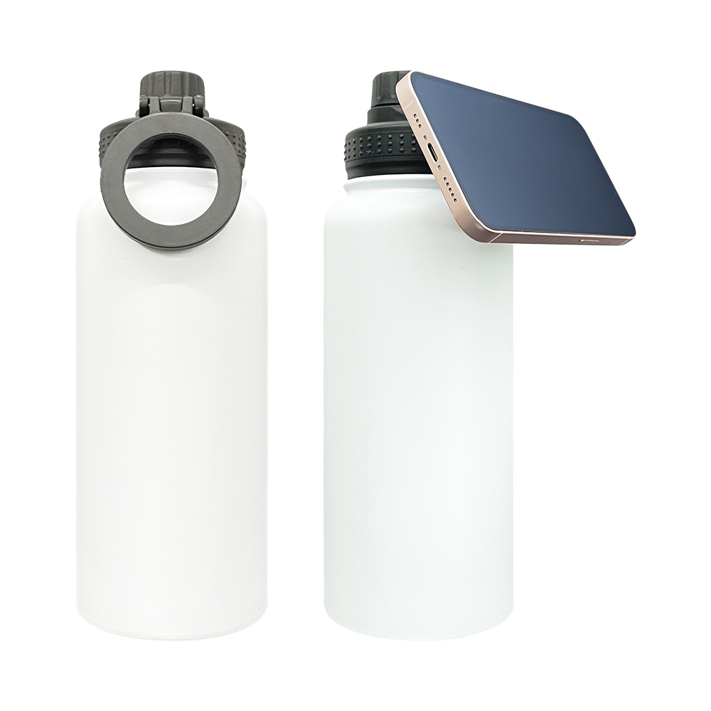 1PC Sample YIPAI USA Warehouse 7 Colors 32oz Powder Coated Mirror Copper Plated Underneath Water Bottle with Magnetic Phone Holder for Laser Engraving