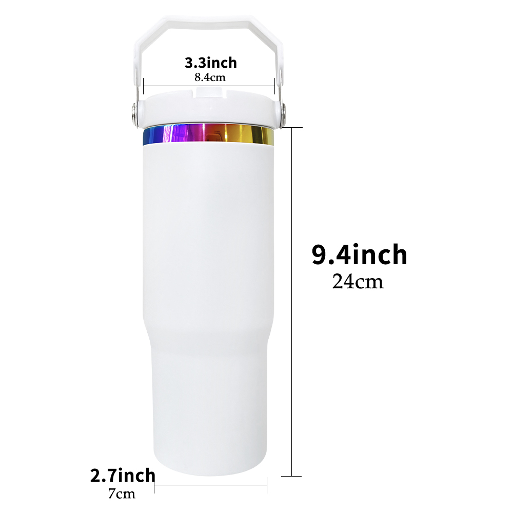 20 Pack YIPAI USA Warehouse 30oz Flip Straw Rainbow Plated Tumblers For Laser Engraving