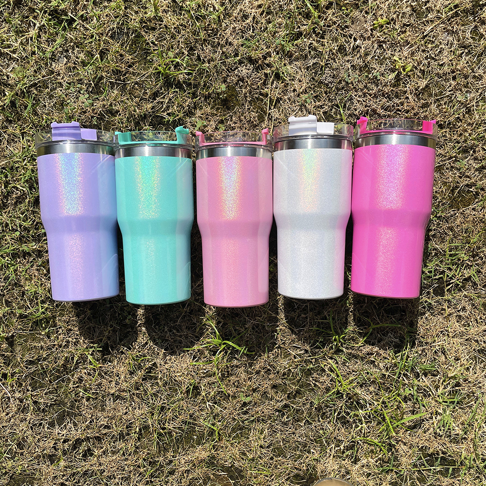 25 Pack YIPAI China Warehouse Newest Style White Sublimation 20oz Kids Sparkly Stanley Tumbler