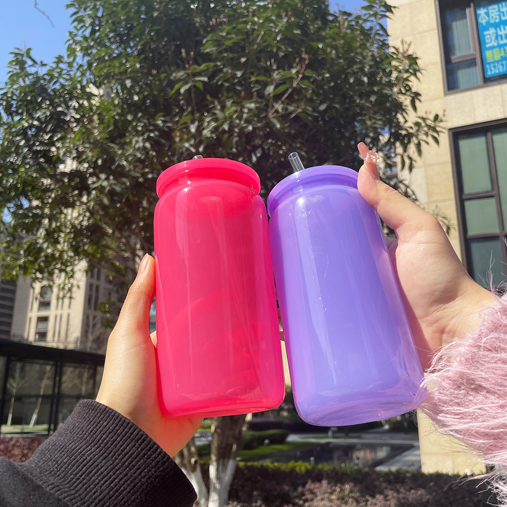 50 Pack YIPAI China Warehouse Macaron Colored Plastic Cup Same Shape As 16oz Glass Can