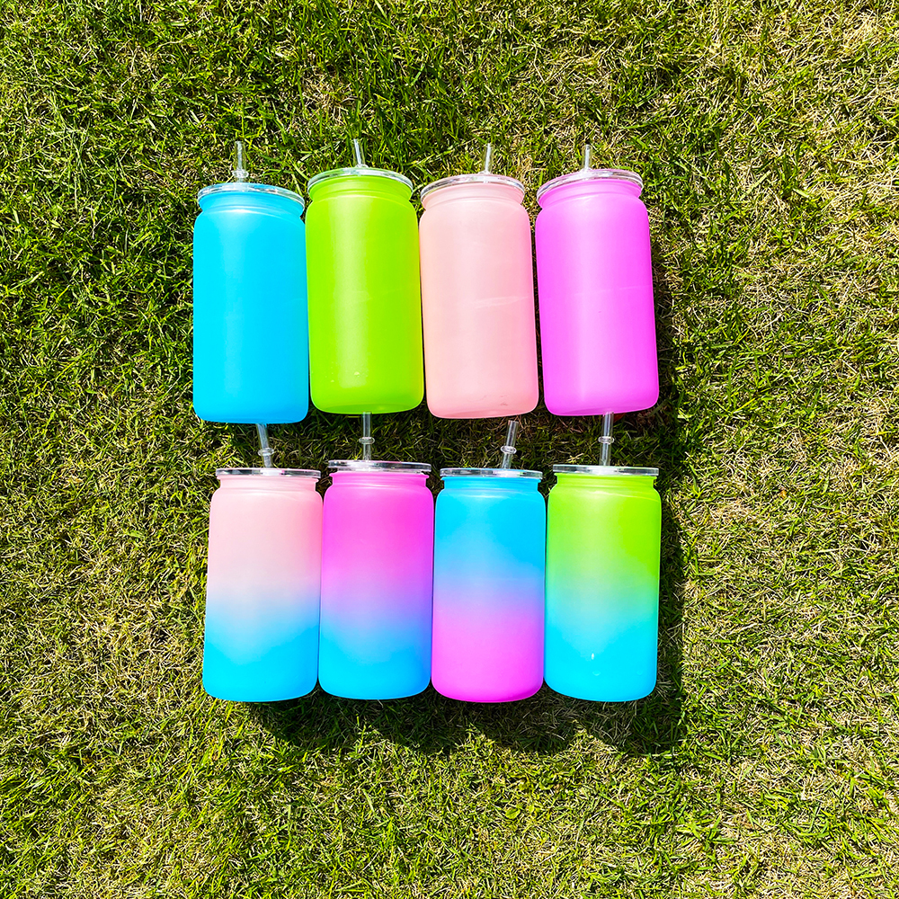 50 Pack YIPAI China Warehouse 16oz Matte Colors Acrylic Plastic Cans Same Size As Glass Cans