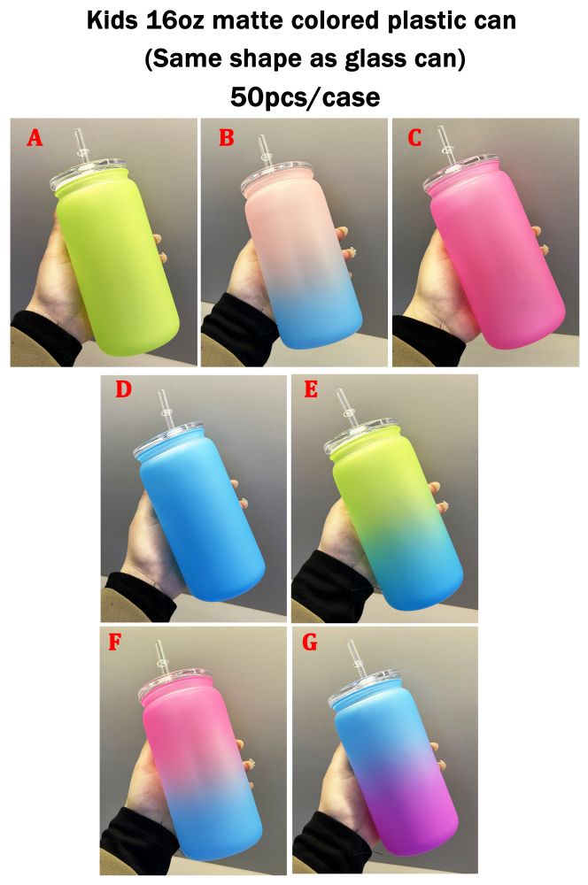 50 Pack YIPAI China Warehouse 16oz Matte Colors Acrylic Plastic Cans Same Size As Glass Cans