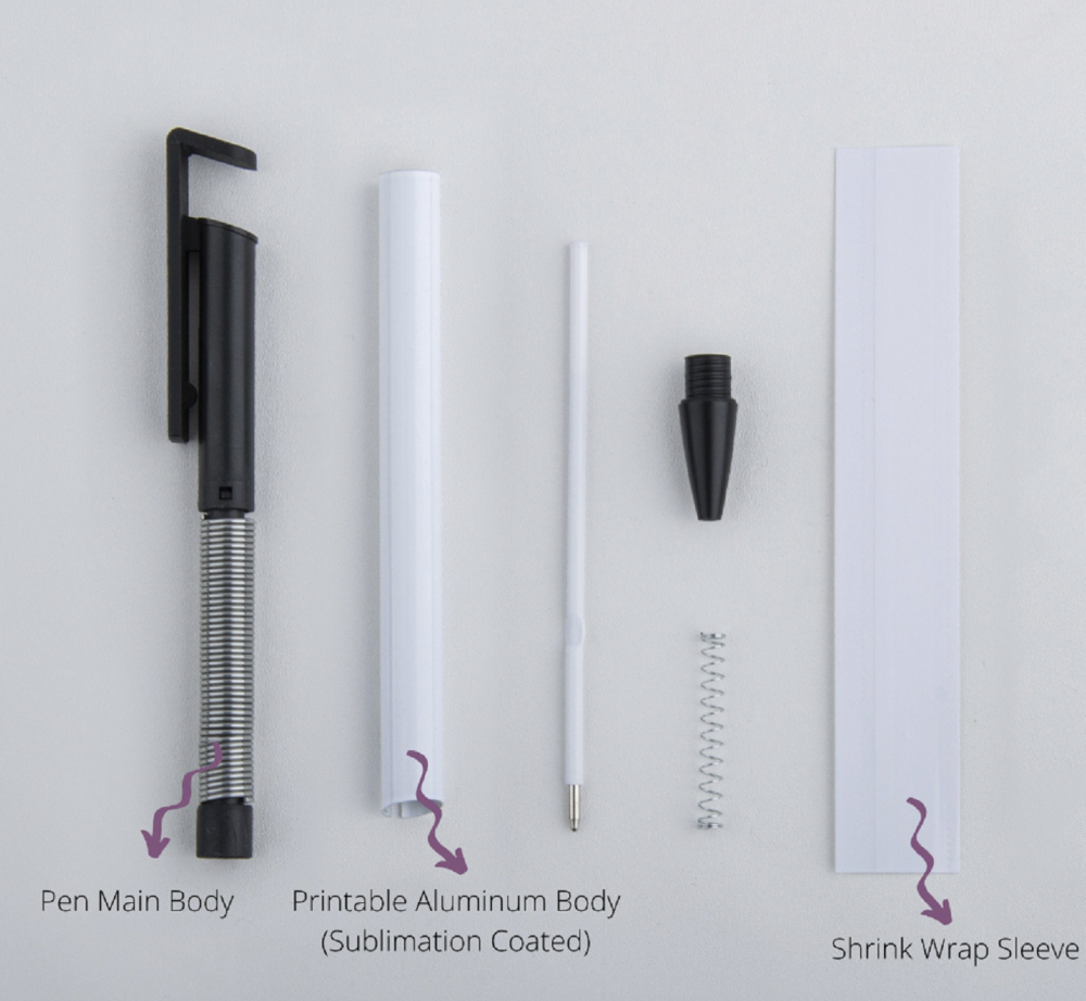 YIPAI China warehouse White Blank Sublimation Phone Stand Holder Clip Metal Pen With Shrink Wrap