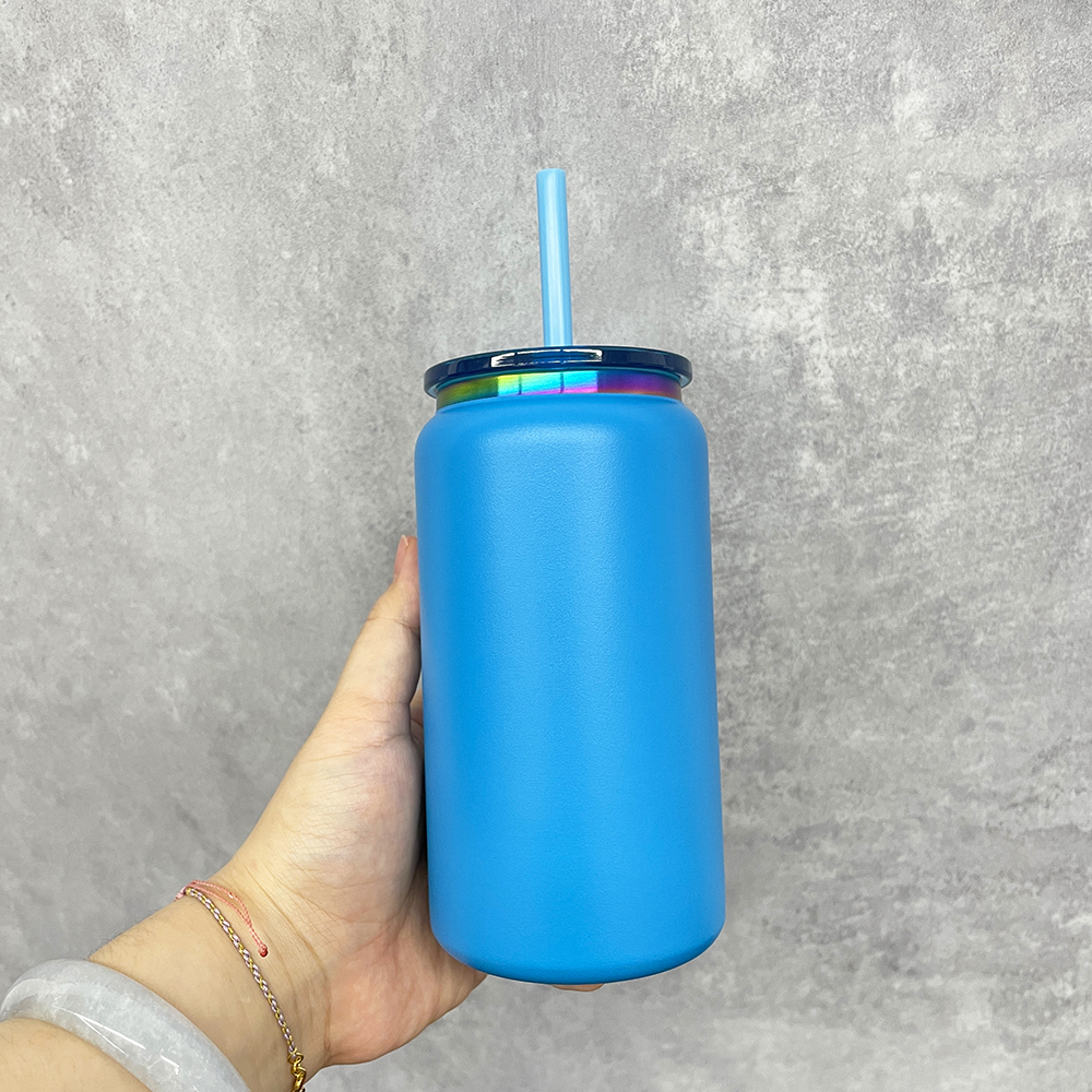 25 Pack YIPAI USA Warehouse Christmas 16oz Rainbow Plated Vacuum Insulated Stainless Steel Can for Laser Engraving