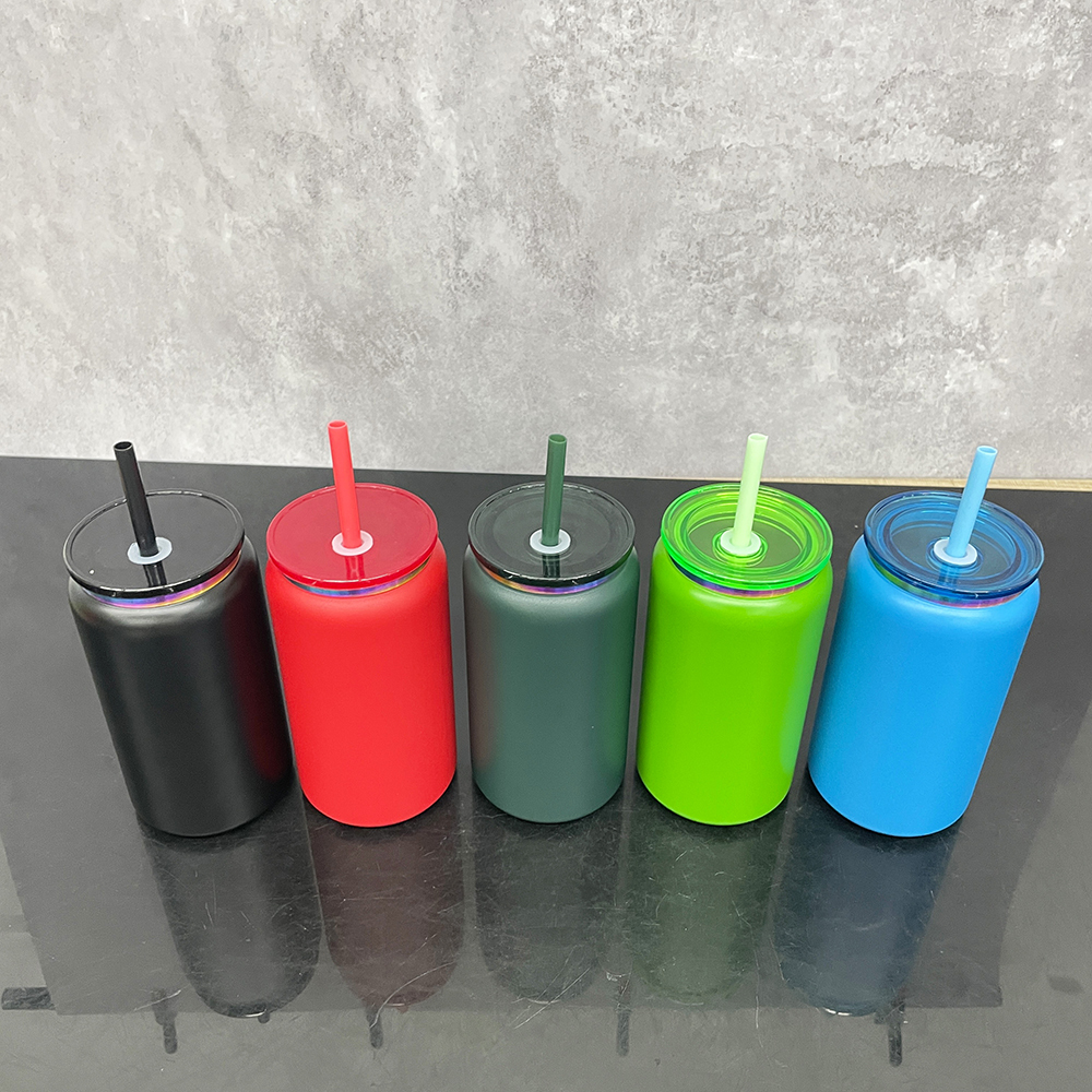 25 Pack YIPAI USA Warehouse Christmas 16oz Rainbow Plated Vacuum Insulated Stainless Steel Can for Laser Engraving