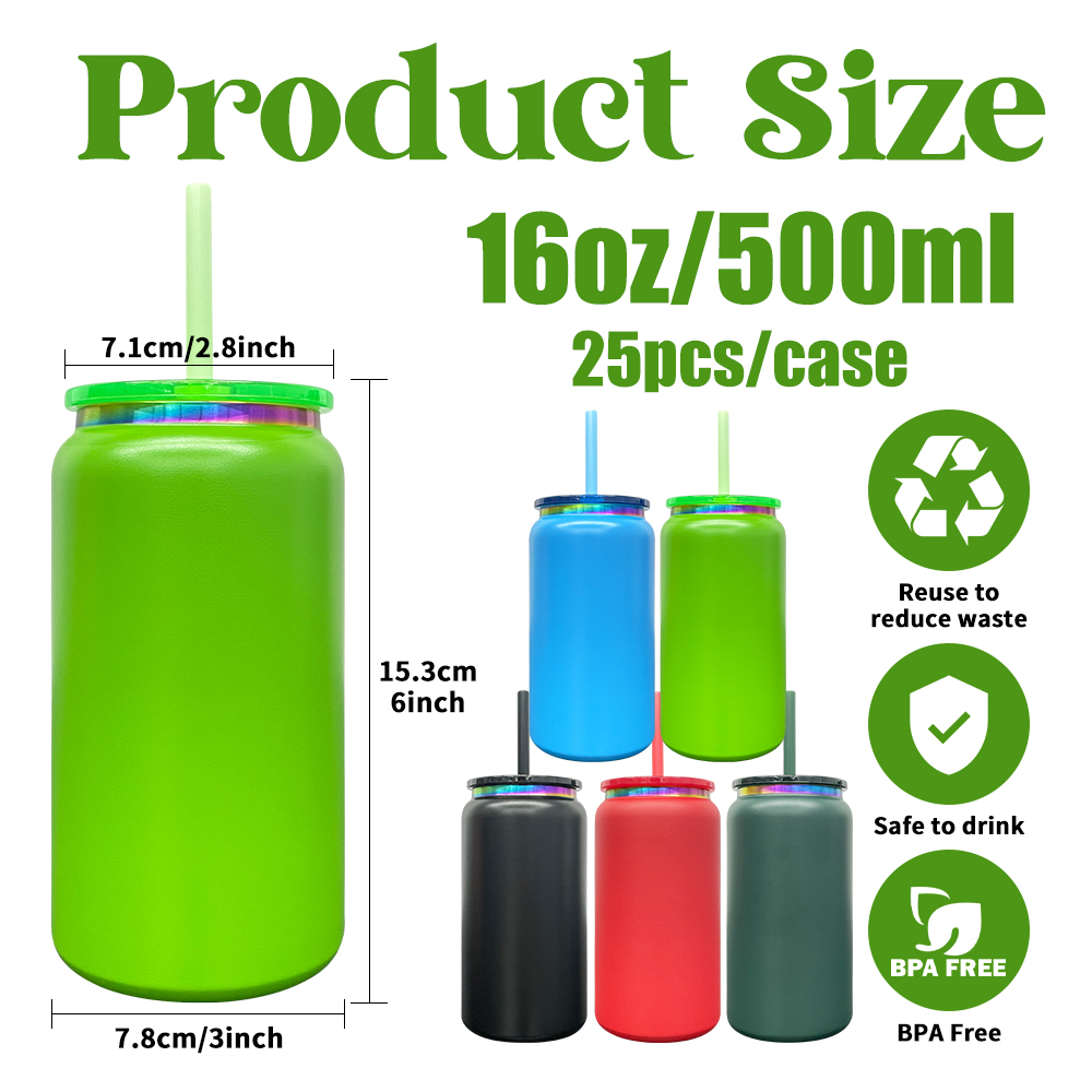 25 Pack YIPAI USA Warehouse Christmas 16oz Rainbow Plated Vacuum Insulated Stainless Steel Can for Laser Engraving