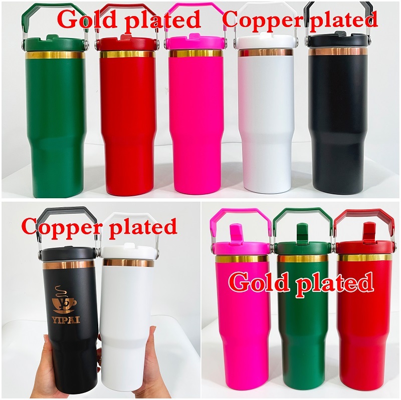 YIPAI China Warehouse 30oz Flip Straw Gold & Copper Mixed Student School Tumblers For Laser Engraving