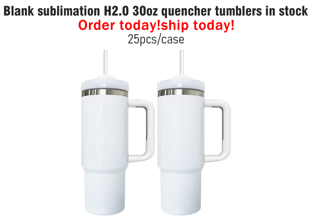 25 Pack YIPAI USA Warehouse 30oz White Blank Sublimation Travel Mug With Handle for UV DTF Wraps