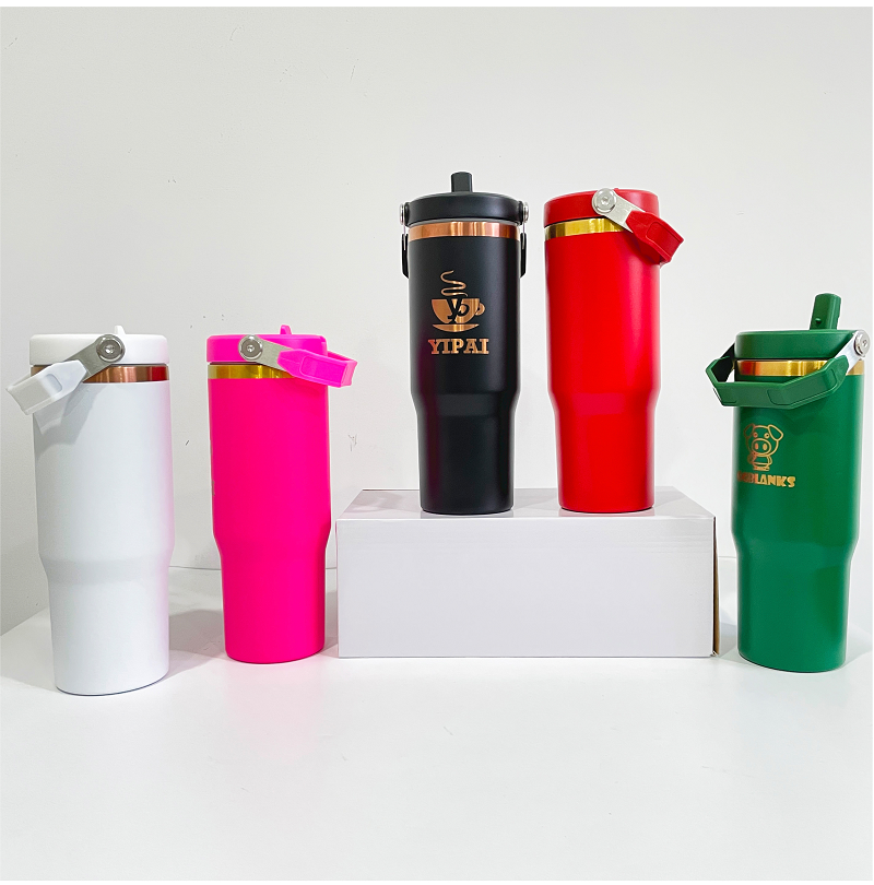 YIPAI China Warehouse 30oz Flip Straw Gold & Copper Mixed Student School Tumblers For Laser Engraving