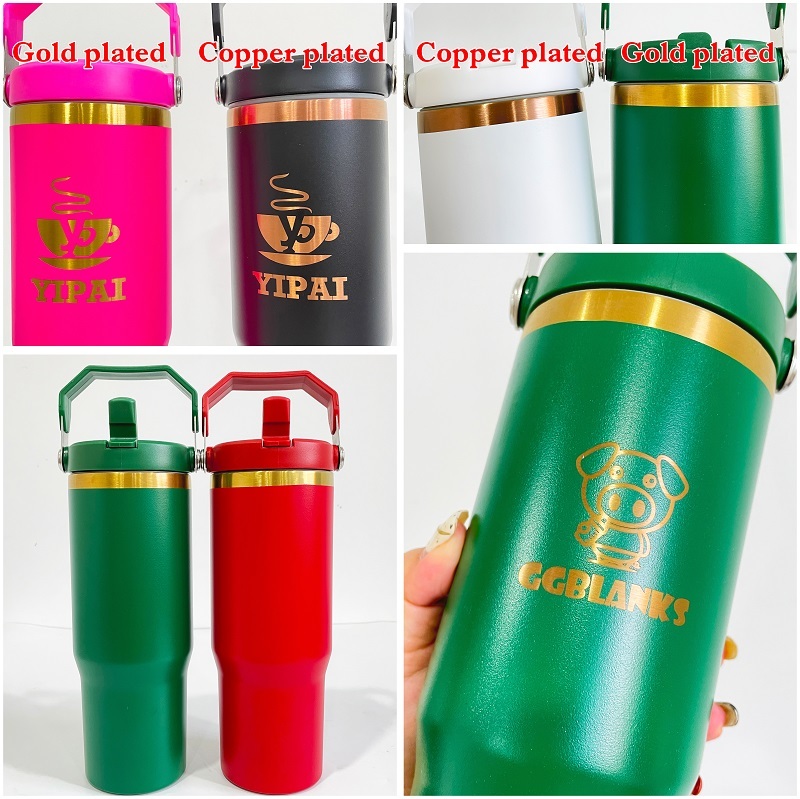 YIPAI China Warehouse 30oz Flip Straw Gold & Copper Mixed Student School Tumblers For Laser Engraving
