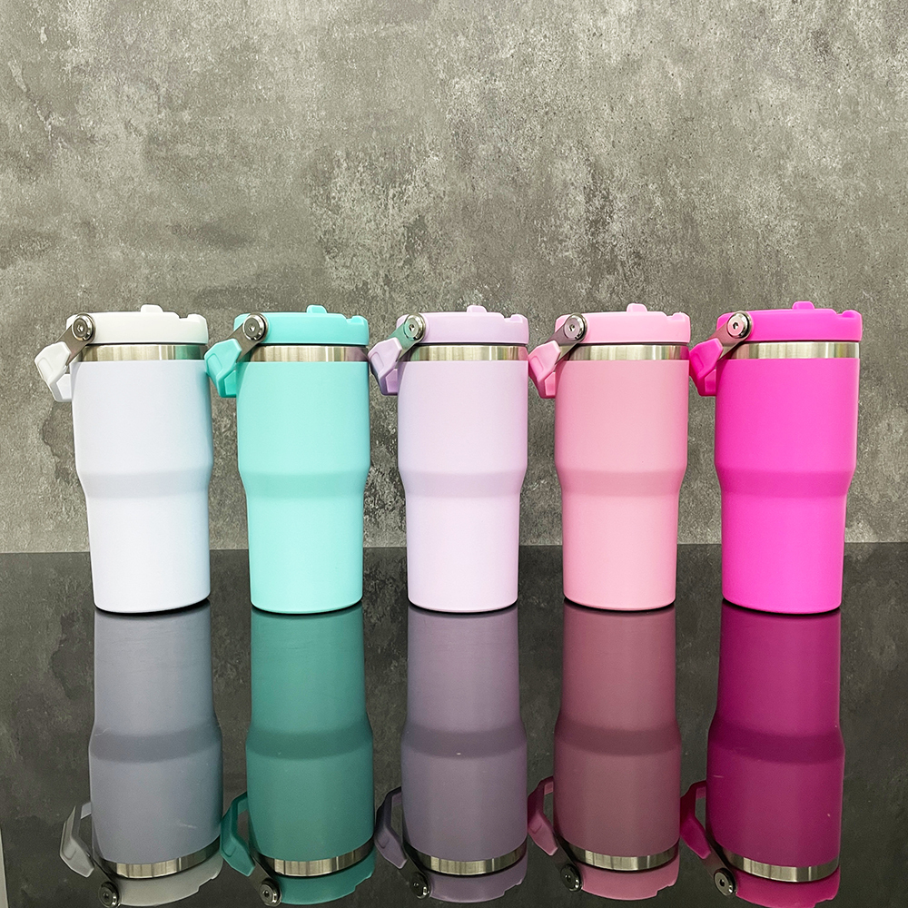 25 Pack YIPAI USA Warehouse 20oz Matte Macaron Colors Blank Sublimation Kids School Water Bottle Flip Straw Lids Tumblers for Outdoor