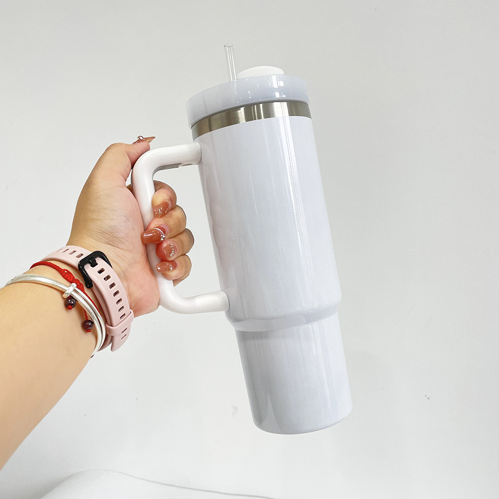 25 Pack YIPAI USA Warehouse 30oz White Blank Sublimation Travel Mug With Handle for UV DTF Wraps