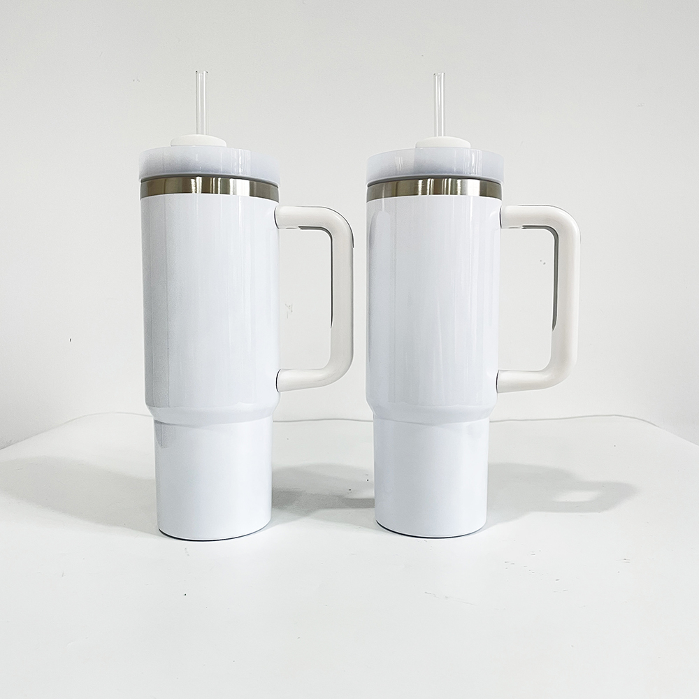 25 Pack YIPAI USA Warehouse 30oz White Blank Sublimation Travel Mug With Handle for UV DTF Wraps