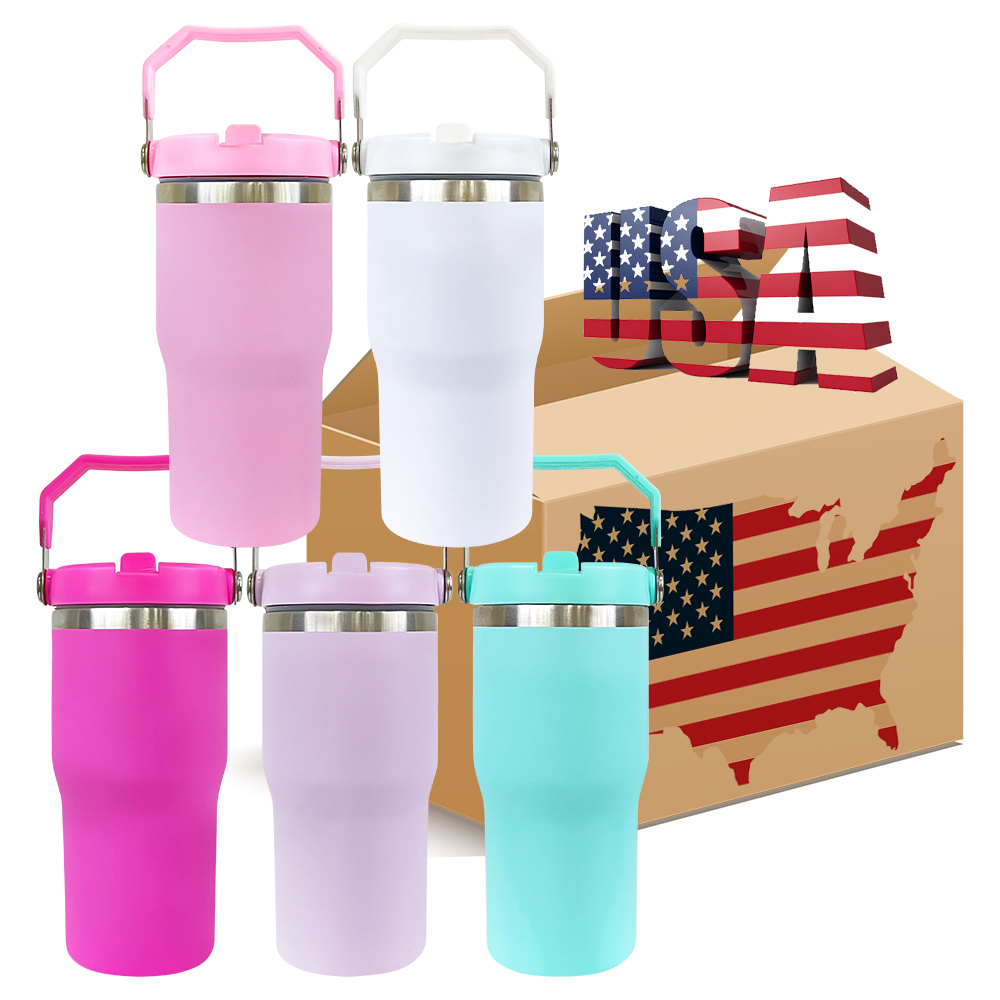 25 Pack YIPAI USA Warehouse 20oz Matte Macaron Colors Blank Sublimation Kids School Water Bottle Flip Straw Lids Tumblers for Outdoor