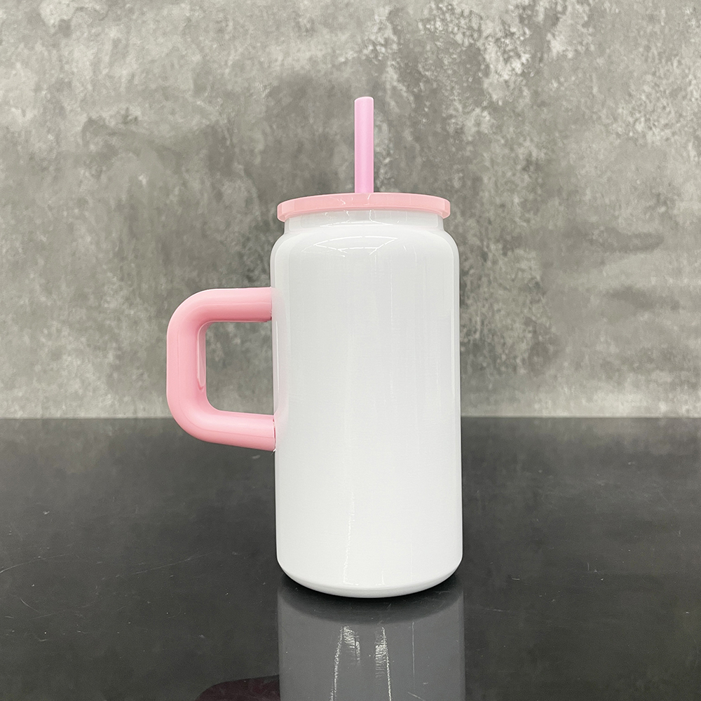 25 Pack Yipai USA Warehouse 16oz Blank Sublimation Glossy White Color Stainless Steel Can with Handle for UV DTF Wraps