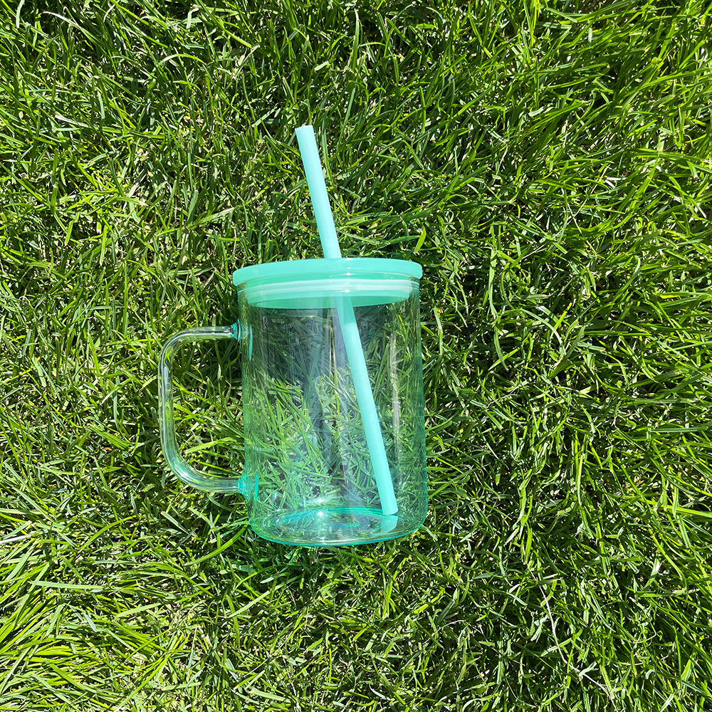 25 Pack YIPAI USA Warehouse17oz Ombre Jelly Glass Mugs With Colorful Plastic Lids for Sublimation and UV DTF Wraps