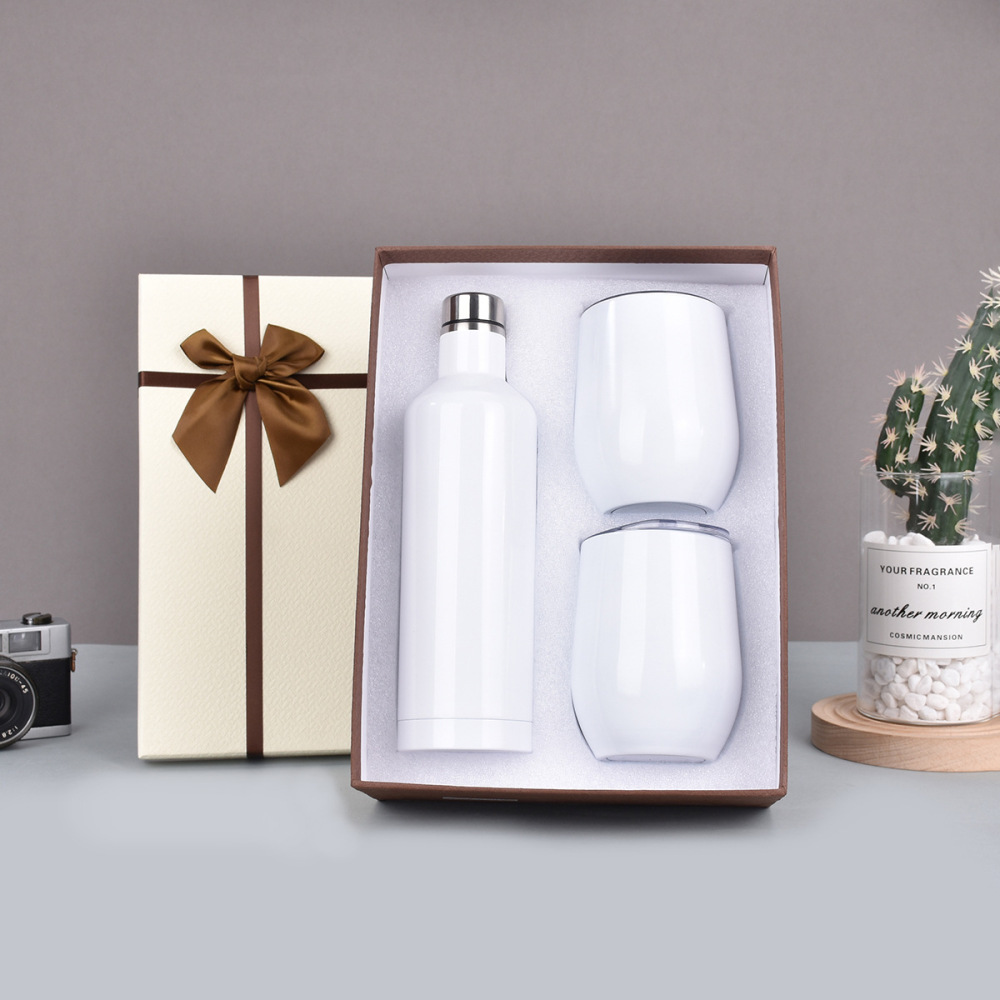 6 Sets YIPAI USA Warehouse Christmas Gifts Wine Tumbler And Bottle Gifts Set With Box 12oz Wine Tumblers and 17oz Water Bottles Both Work for Sublimation