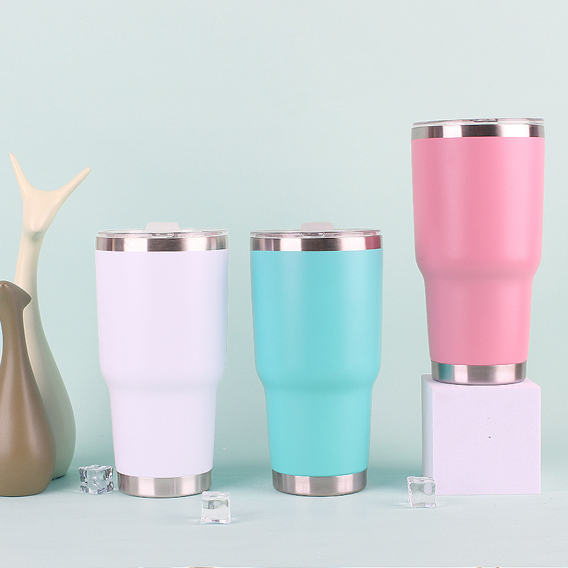 25 Pack China Warehouse 30oz Yeti Style powder coated coffee car tumblers with push piece lids for laser engraving
