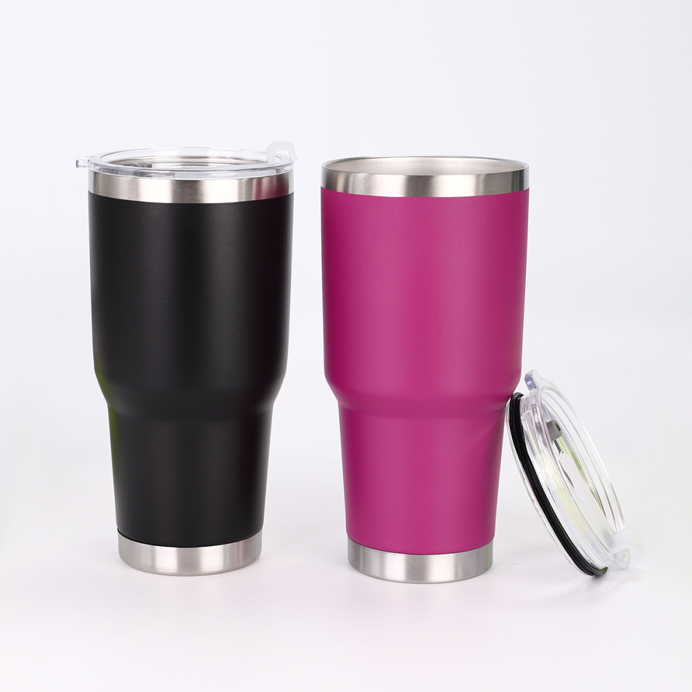 25 Pack China Warehouse 30oz Yeti Style powder coated coffee car tumblers with push piece lids for laser engraving