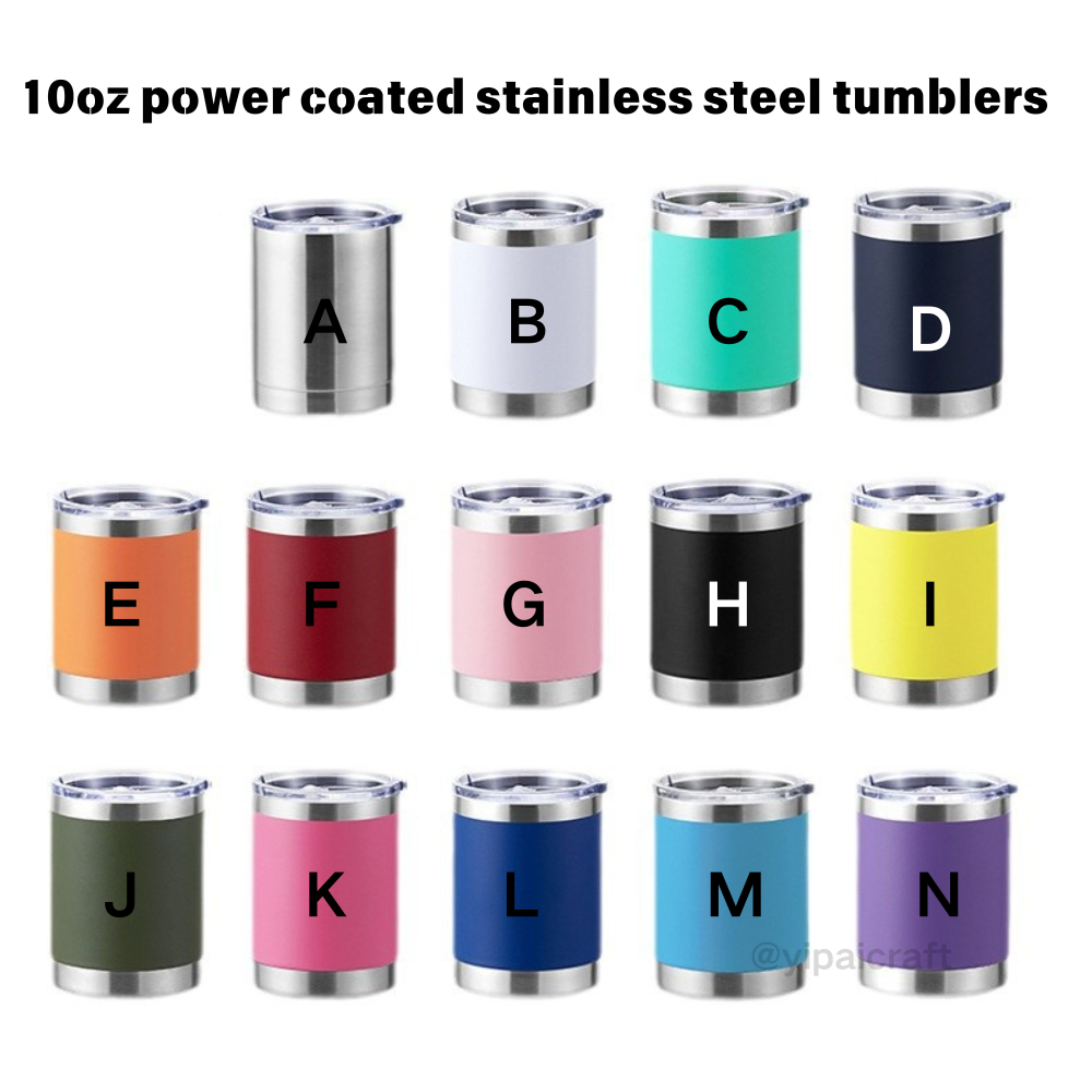 50 Pack YIPAI China Warehouse 10oz Power Coated Lowball Car Tumblers for Laser Engraving Water Bottles in Various Colors