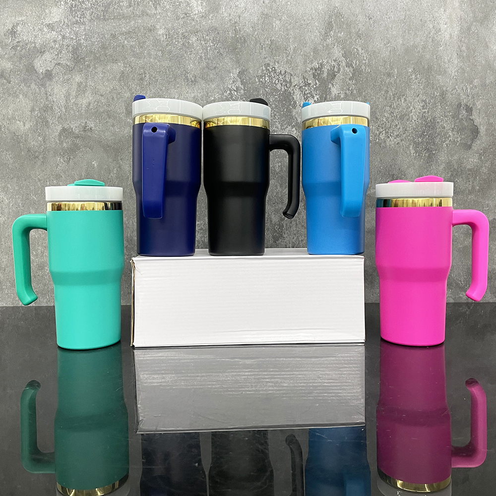 25 Pack Yipai China Warehouse Update H2.0 20oz Power Coated Gold Plated Tumblers for Laser Engraving Kids Cute Mix Color Mugs with Plastic Handle