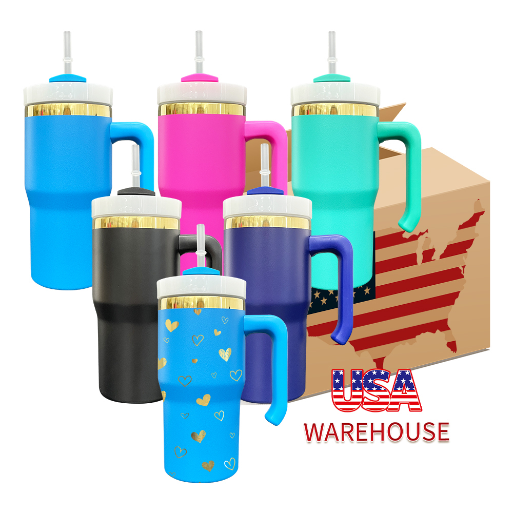 25 Pack YIPAI USA Warehouse Update H2.0 20oz Power Coated Gold Plated Tumblers for Laser Engraving Kids Cute Mix Color Mugs with Plastic Handle