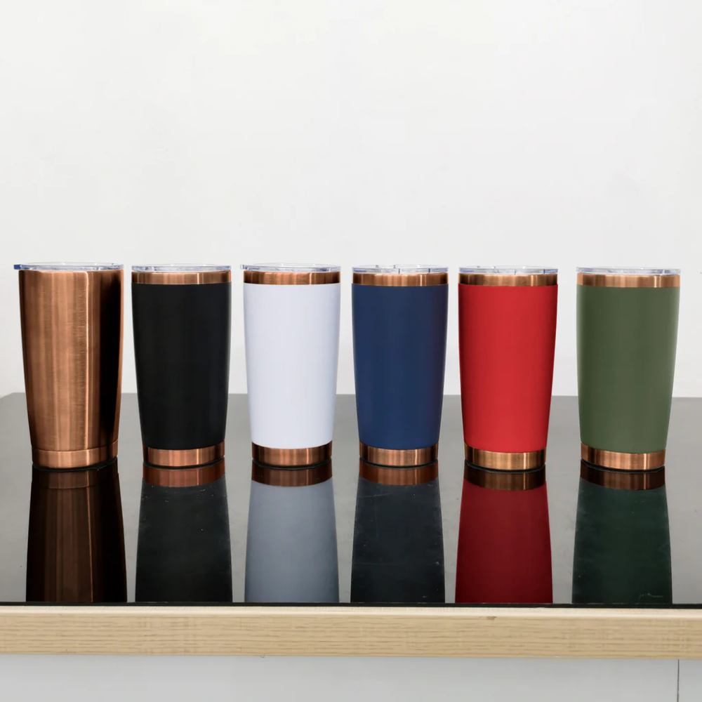 25 Pack China Warehouse 20oz Yeti Style powder coated copper underneath coffee car tumblers with Magnetic lids for laser engraving