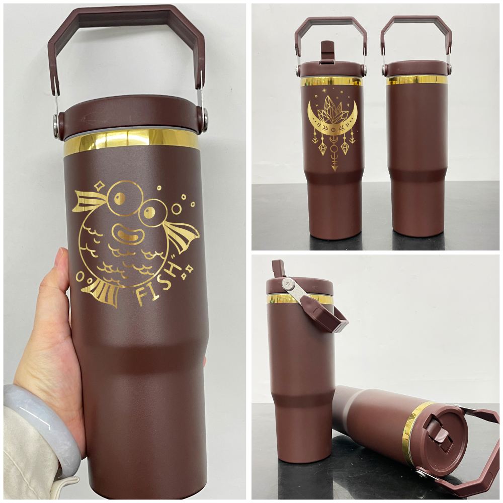 25 Pack YIPAI China Warehouse 30oz Mirror Gold Underneath Flip Straw Chocolate Color Tumblers For Laser Engraving Winter Color Water Bottles