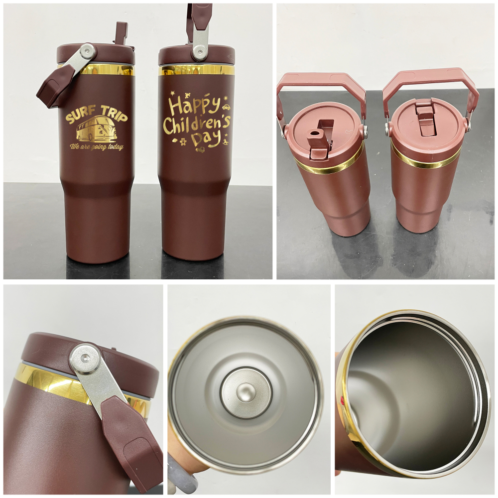 25 Pack YIPAI China Warehouse 30oz Mirror Gold Underneath Flip Straw Chocolate Color Tumblers For Laser Engraving Winter Color Water Bottles
