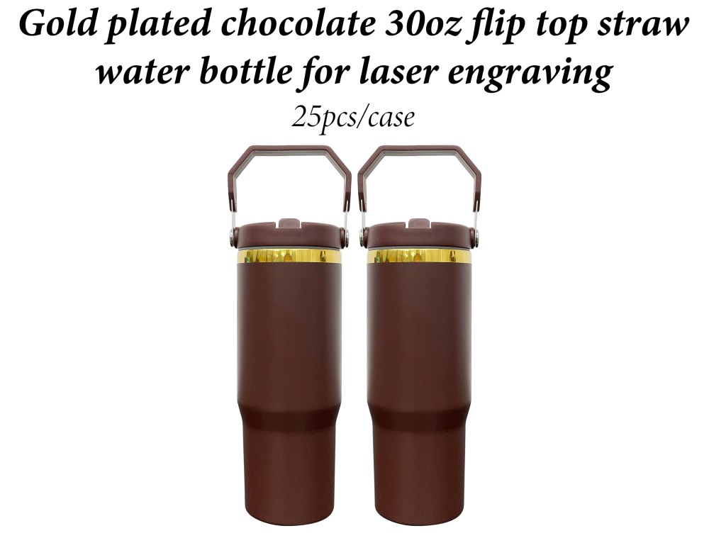25 Pack YIPAI China Warehouse 30oz Mirror Gold Underneath Flip Straw Chocolate Color Tumblers For Laser Engraving Winter Color Water Bottles