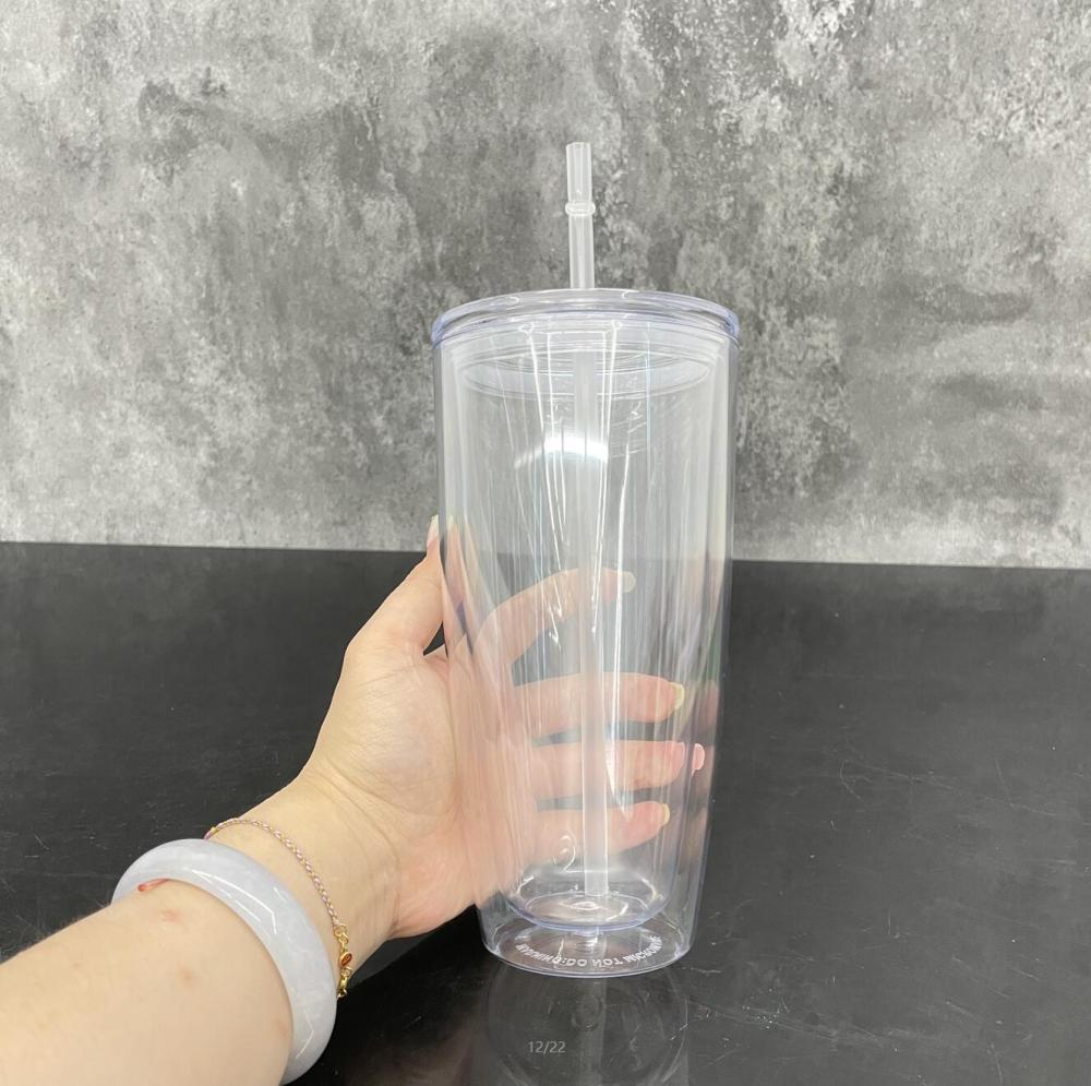 25 Pack Yipai China Warehouse 25oz Clear Snow Globe Plastic Cups Double Wall Acrylic Can for Glitter