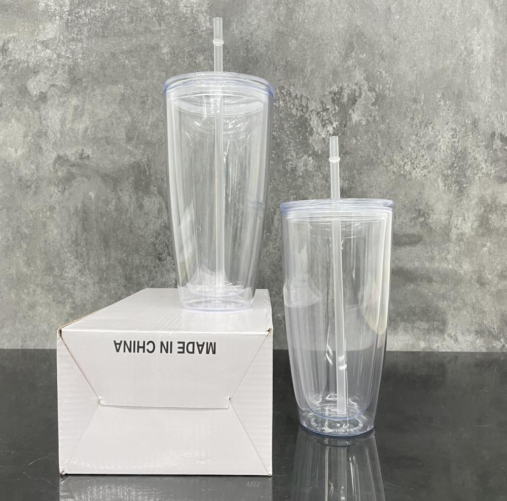 25 Pack Yipai China Warehouse 25oz Clear Snow Globe Plastic Cups Double Wall Acrylic Can for Glitter