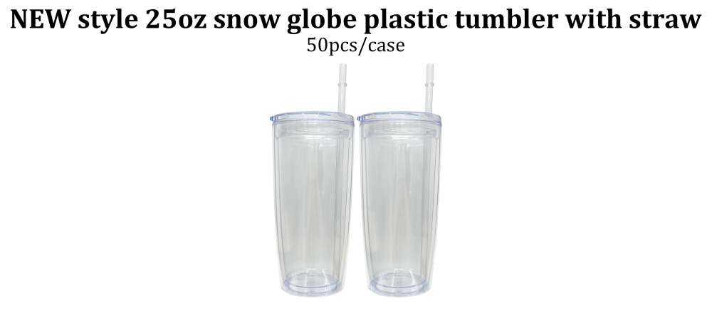 25 Pack Yipai China Warehouse 25oz Clear Snow Globe Plastic Cups Double Wall Acrylic Can for Glitter(No Pre-drilled and without plug)