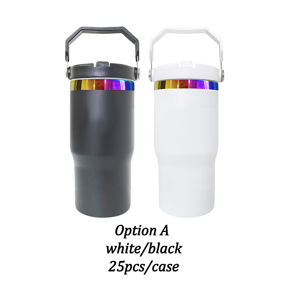 20oz YIPAI China Warehouse Kids 20oz Rainbow Underneath Flip Straw Tumblers Suitable for Laser Engraving Children Macaron Color 20oz Water Bottles With Portable Handle
