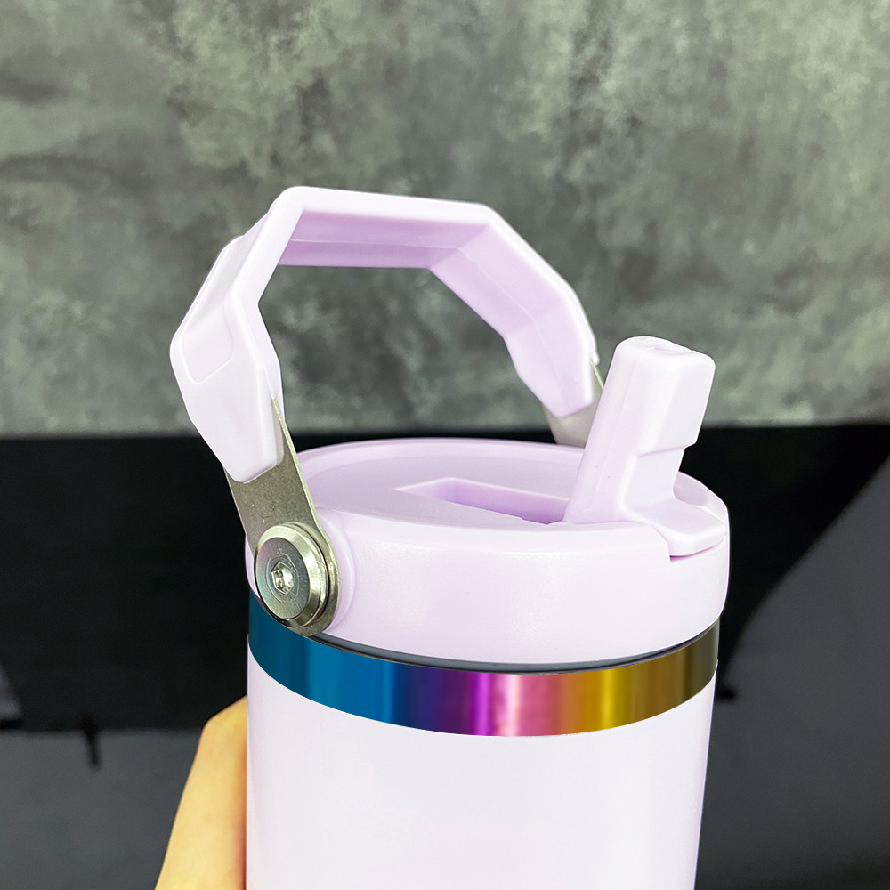 20oz YIPAI China Warehouse Kids 20oz Rainbow Underneath Flip Straw Tumblers Suitable for Laser Engraving Children Macaron Color 20oz Water Bottles With Portable Handle