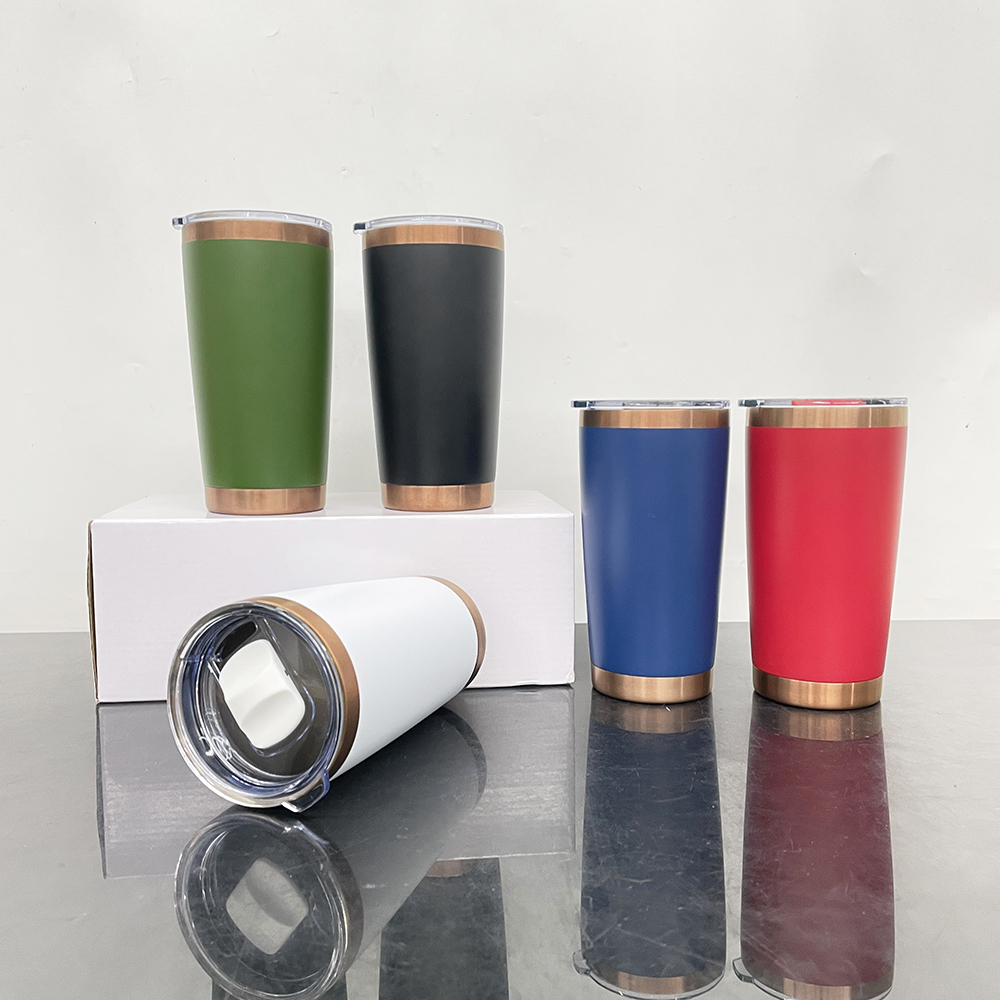 25 Pack China Warehouse 20oz Yeti Style powder coated copper underneath coffee car tumblers with Magnetic lids for laser engraving