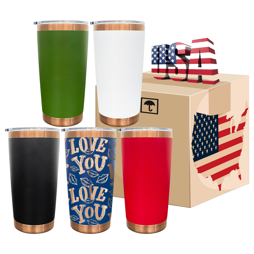 25 Pack YIPAI USA Warehouse 20oz Yeti Style powder coated copper underneath coffee car tumblers with Magnetic lids for laser engraving