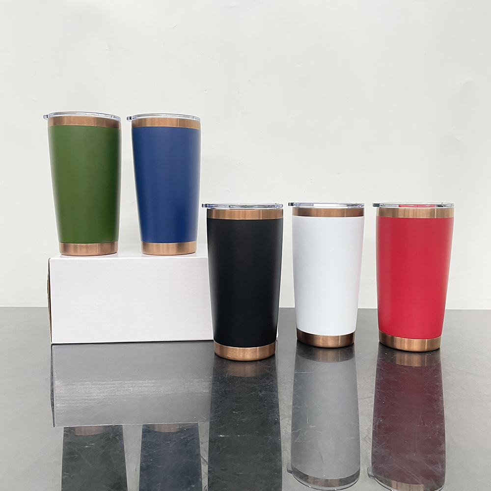 25 Pack China Warehouse 20oz Yeti Style powder coated copper underneath coffee car tumblers with Magnetic lids for laser engraving