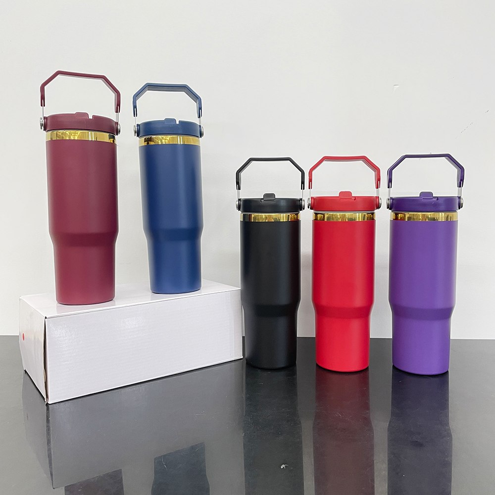 20 Pack Yipai China Warehouse 30oz Mirror Gold Plated Flip Straw Tumblers for Laser Engraving Double Wall Power Coated Water Bottles for Outdoor