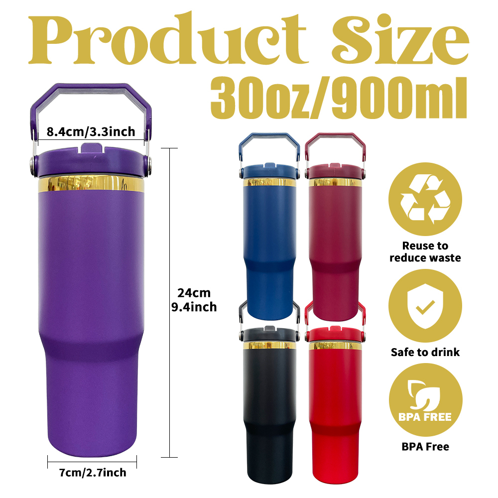 20 Pack Yipai China Warehouse 30oz Mirror Gold Plated Flip Straw Tumblers for Laser Engraving Double Wall Power Coated Water Bottles for Outdoor
