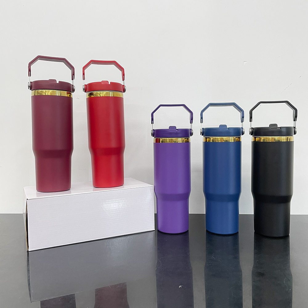 20 Pack Yipai China Warehouse 30oz Mirror Gold Plated Flip Straw Tumblers for Laser Engraving Double Wall Power Coated Water Bottles for Outdoor