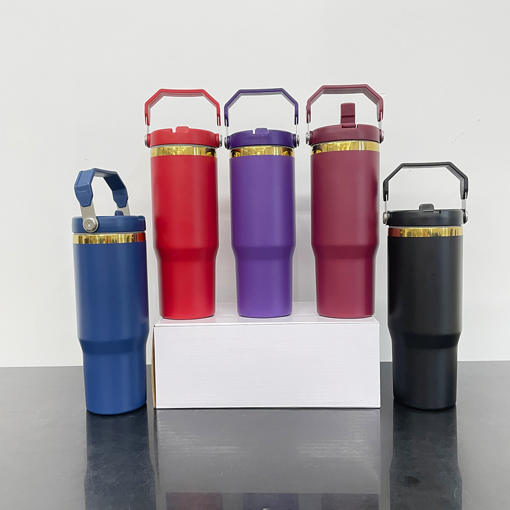 20 Pack Yipai China Warehouse 30oz Mirror Gold Plated Flip Straw Tumblers for Laser Engraving Double Wall Power Coated Water Bottles for Outdoor
