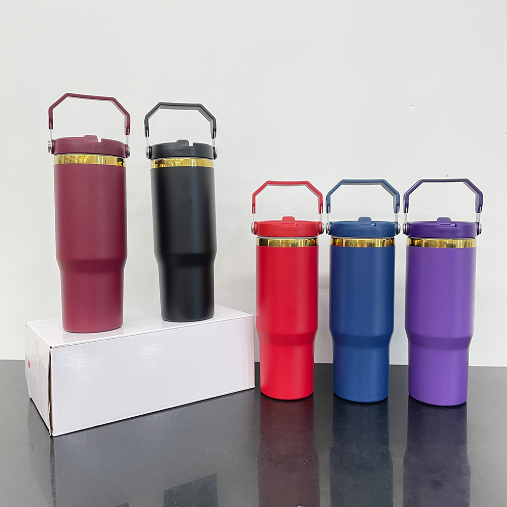 20 Pack Yipai China Warehouse 30oz Mirror Gold Plated Flip Straw Tumblers for Laser Engraving Double Wall Power Coated Water Bottles for Outdoor